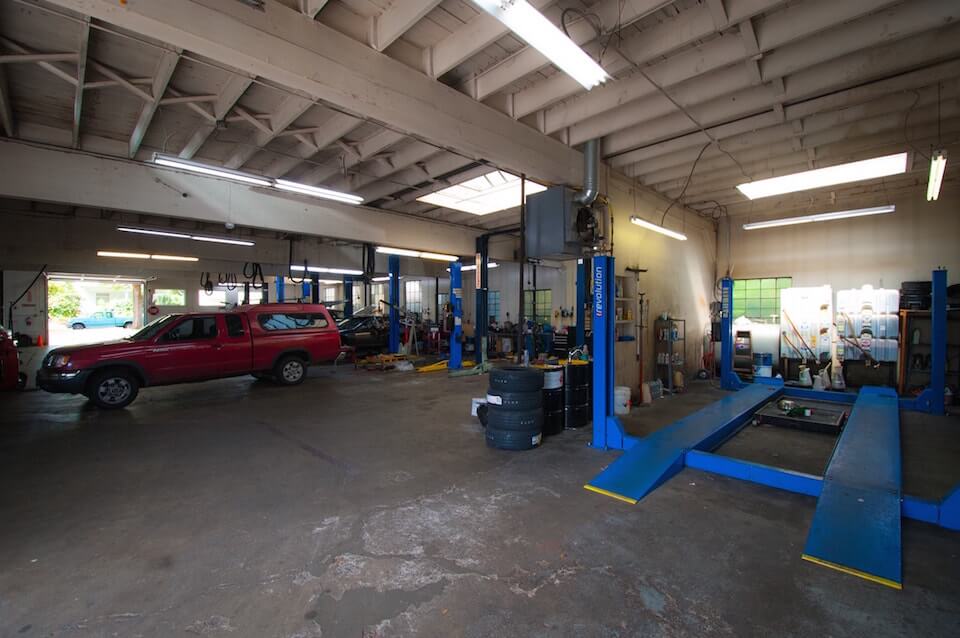 Photograph of inside Ger-Brock's automotive shop